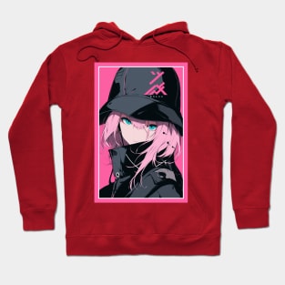 Aesthetic Anime Girl Pink Rosa Black | Quality Aesthetic Anime Design | Chibi Manga Anime Art Hoodie